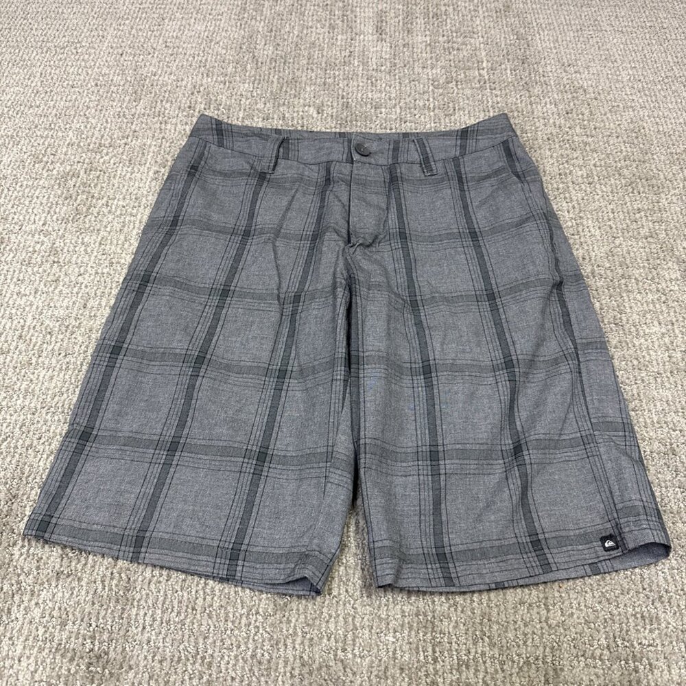 Quiksilver Shorts Gray Plaid Pockets Size 30 Men's